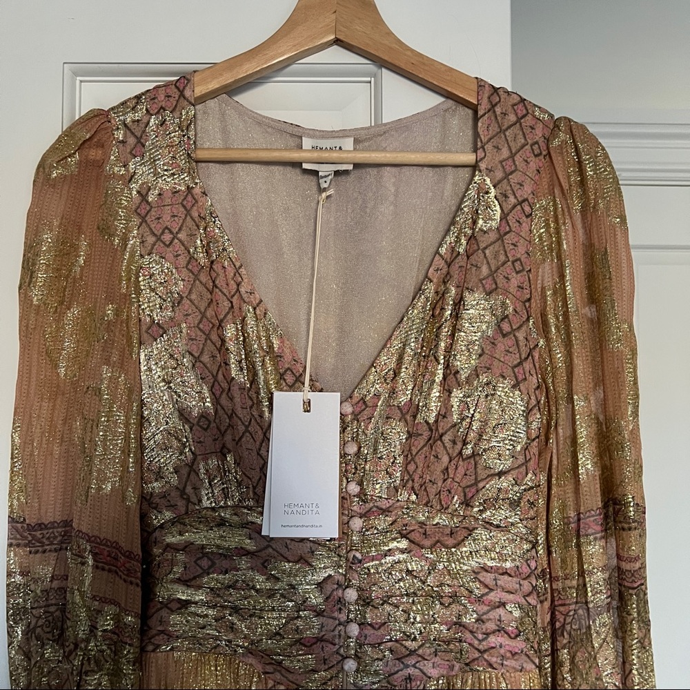 Hemant & Nandita V-Neck Button Maxi Dress